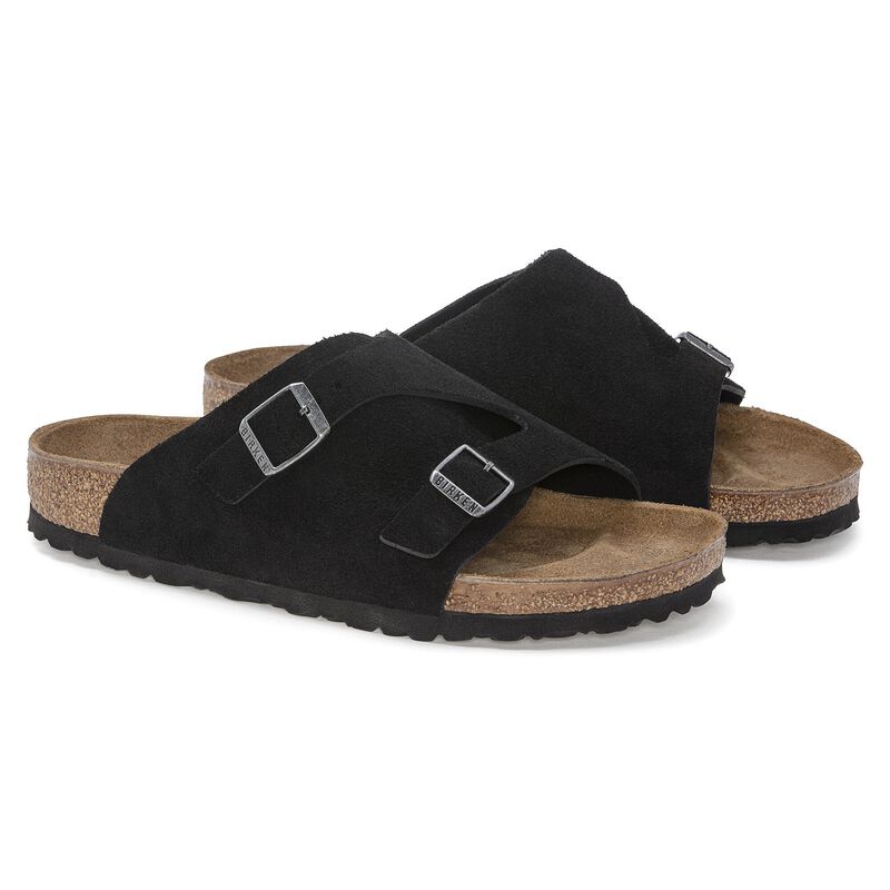 BIRKENSTOCK Zürich Suede Leather Black Lounge Fit detail