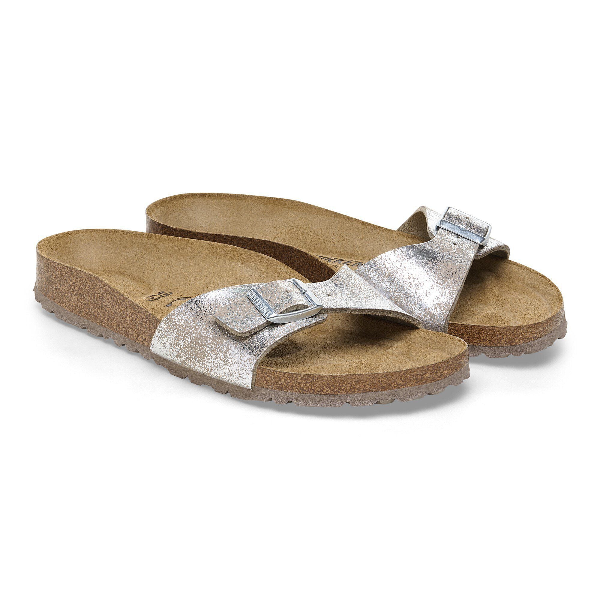 【新品未使用】BIRKENSTOCK Madrid BS Silver 38 Madrid Synthetics in Color Washed Metallic Silver