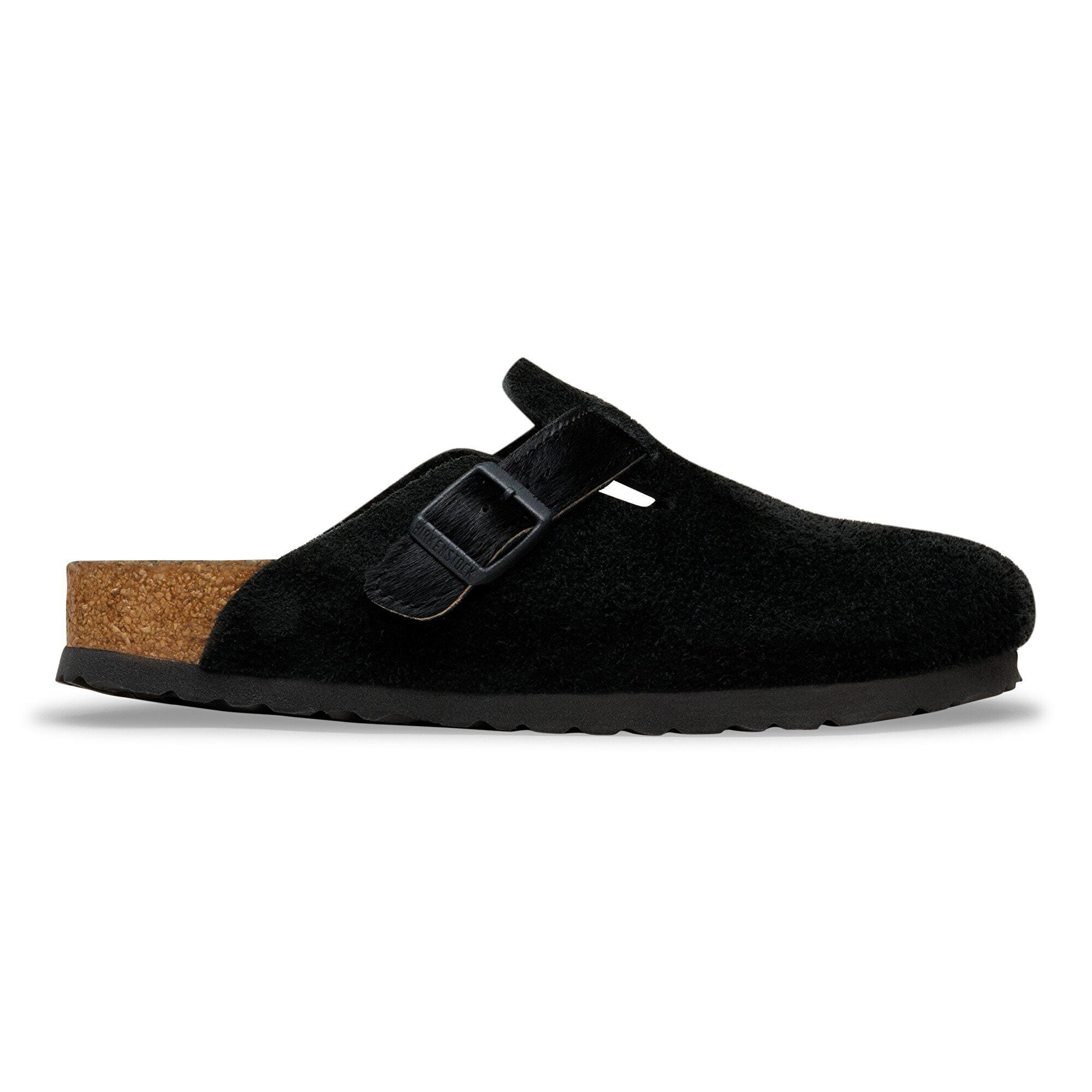 BIRKENSTOCK Boston Suede Leather/Fur Black Trail Easy detail