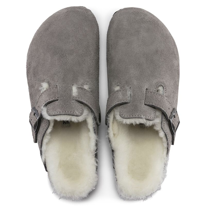 BIRKENSTOCK Boston Shearling Suede Leather Stone Coin Walk Edit detail