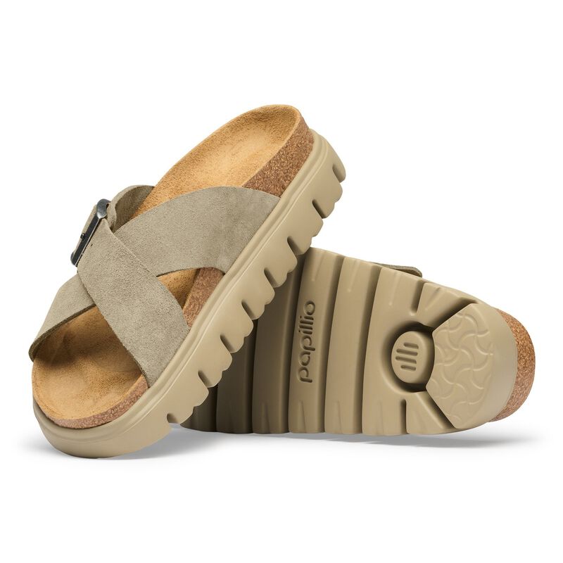 BIRKENSTOCK Siena Chunky Suede Leather Taupe Trail Easy detail