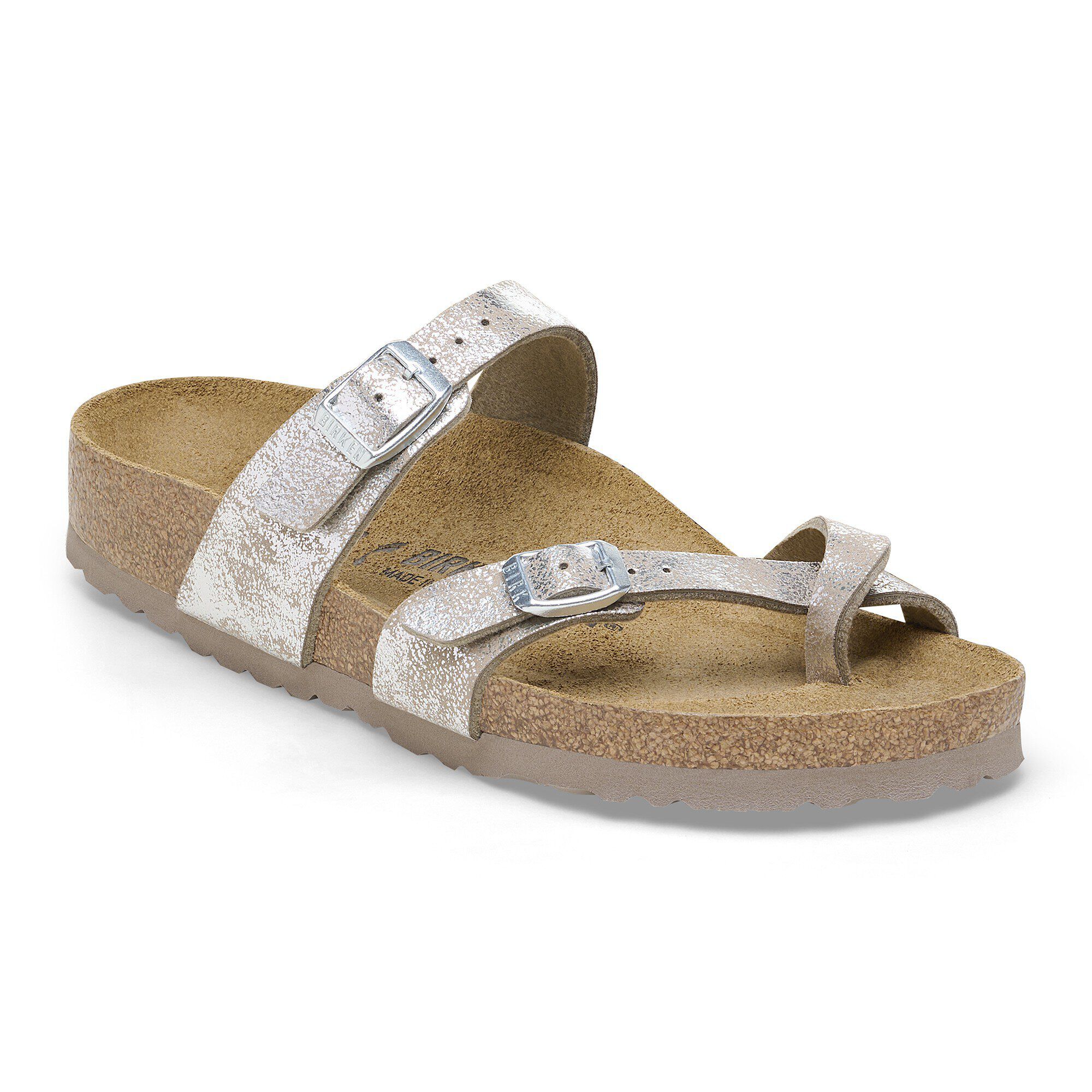 gris【レア！】BIRKENSTOCK Mayari ベルベット素材37 Mayari Synthetics in Color Washed Metallic Silver