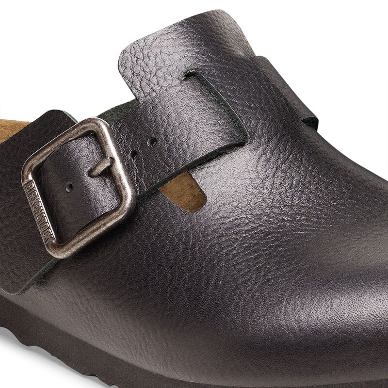 BIRKENSTOCK Boston Wire Buckle Natural Leather Vintage Wood Black Easy Walk detail