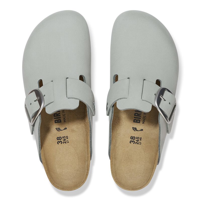 BIRKENSTOCK Boston Big Buckle Nubuck Leather Pure Sage Soft Sole detail