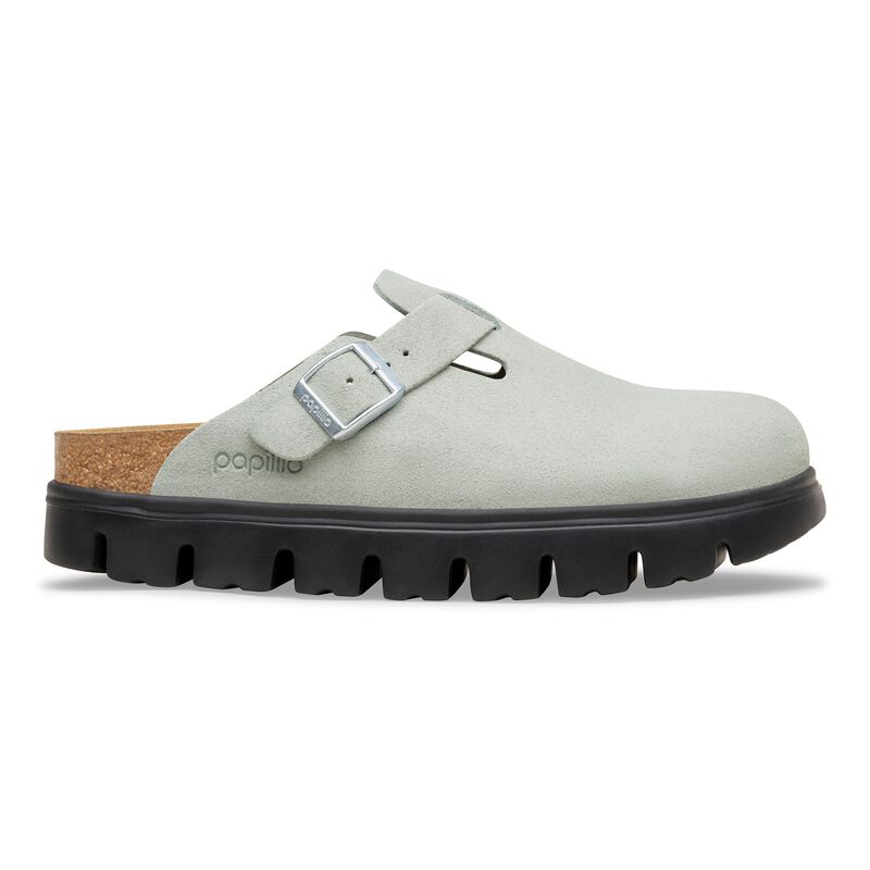 BIRKENSTOCK Boston Chunky Suede Leather Pure Sage Lounge Fit detail