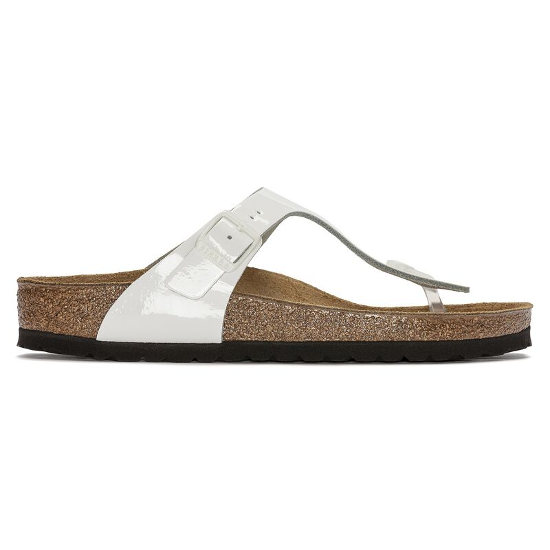 BIRKENSTOCK Gizeh Natural Leather Patent Patent White Lounge Fit detail