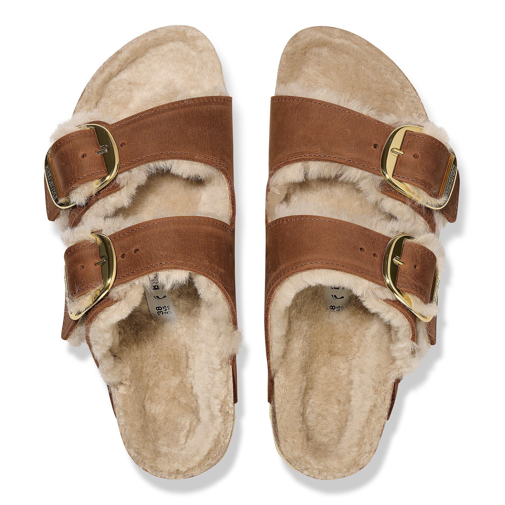 Arizona Big Buckle Shearling Oiled Leather in Color Cognac
