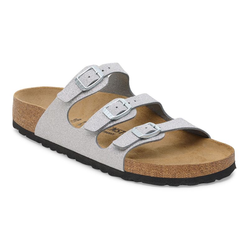 BIRKENSTOCK Florida Birko-Flor Shiny Glitter Silver Trail Easy detail
