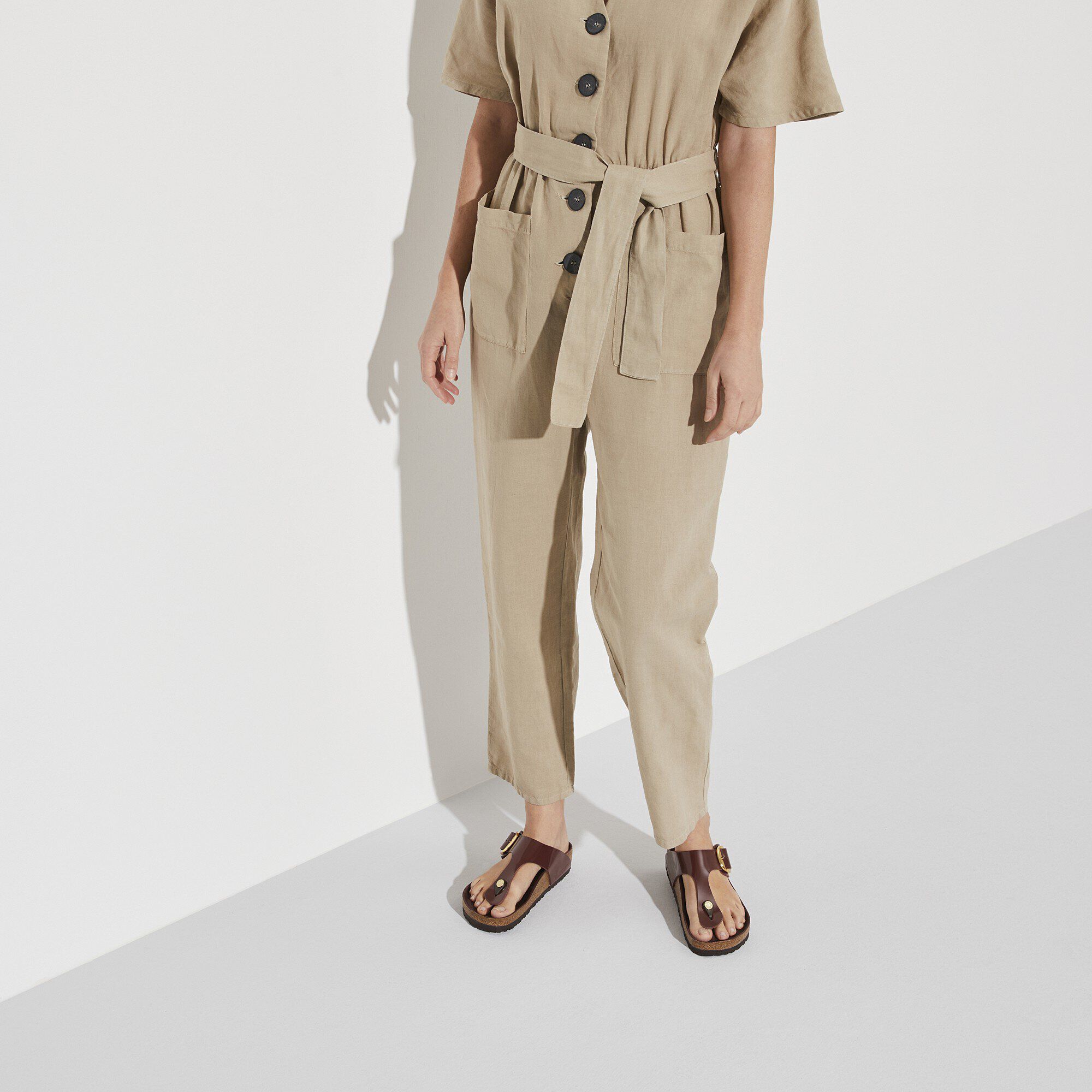 Gizeh Big Buckle Cuir naturel verni