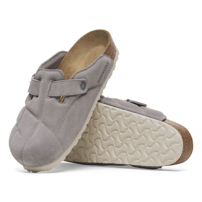 BIRKENSTOCK Boston Quilted Suede Leather Stone Coin City Comfort detail