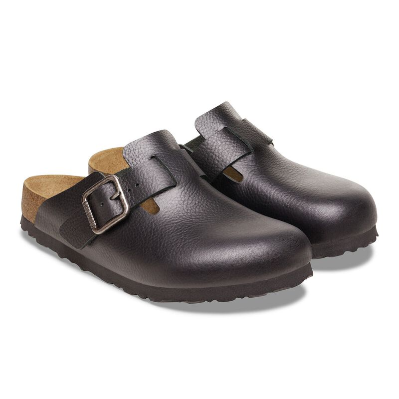 BIRKENSTOCK Boston Wire Buckle Natural Leather Vintage Wood Black Easy Walk detail