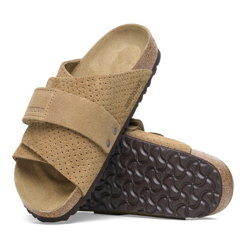 BIRKENSTOCK Kyoto Suede Leather Embossed New Beige Trail Easy detail