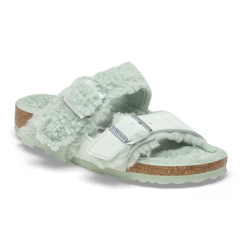 BIRKENSTOCK Arizona Teddy Split Suede Leather/Fur Mink Contour Sole detail