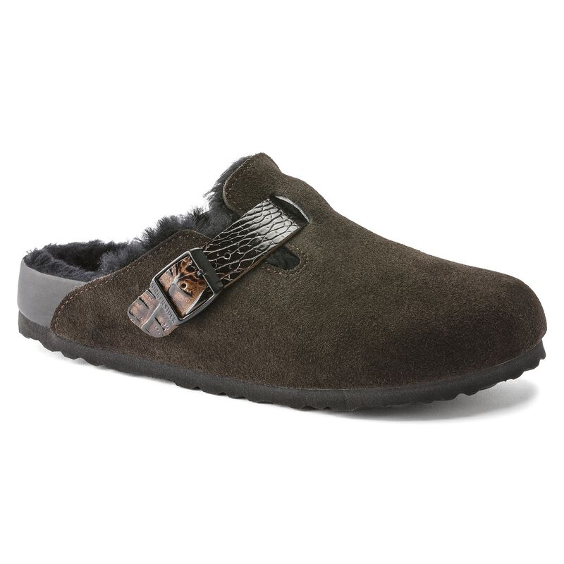 BIRKENSTOCK Boston Shearling Suede Leather Black Walk Edit detail