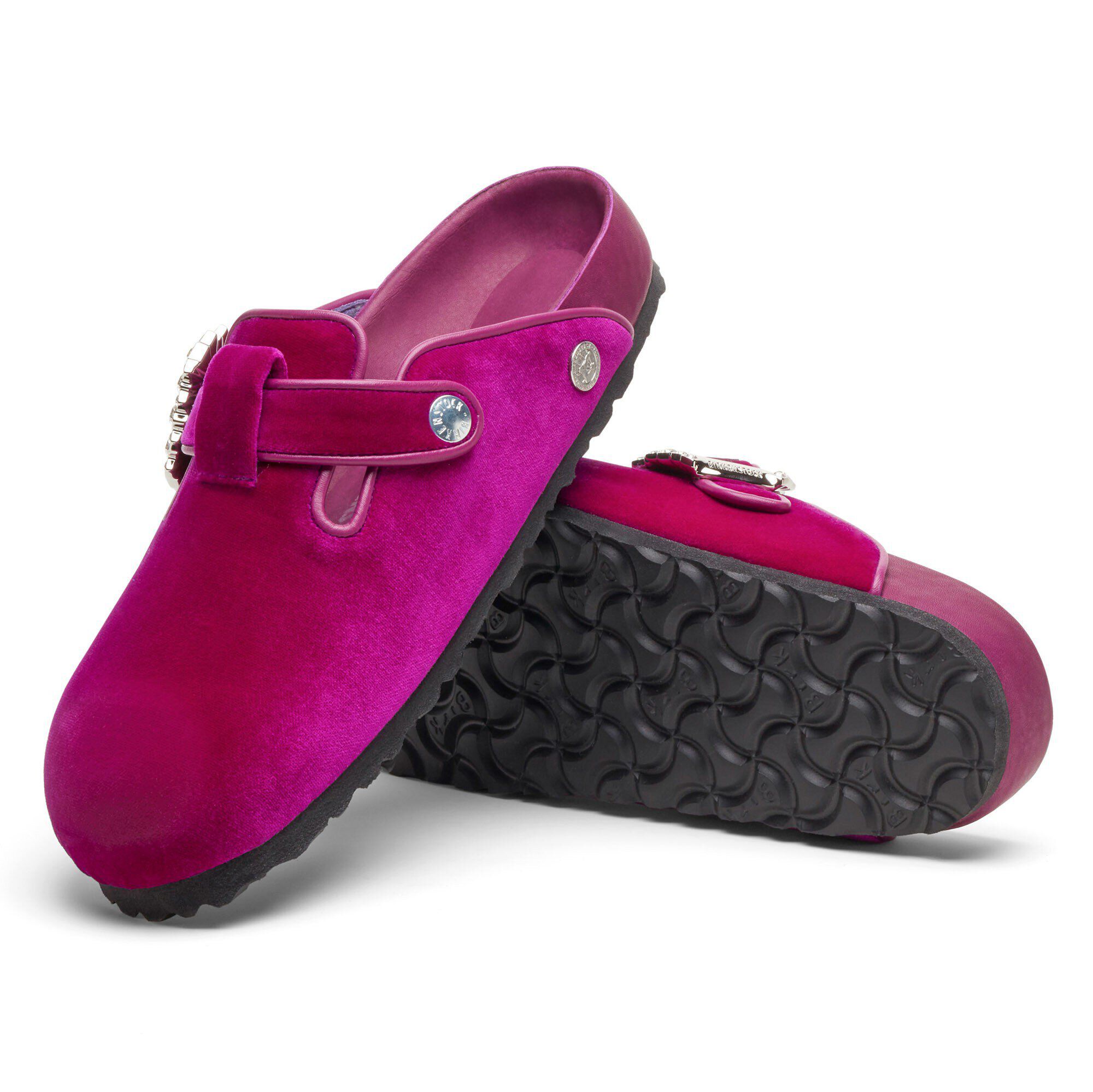 Manolo Blahnik Boston Velvet Crystal Buckle Velvet with outer sole details