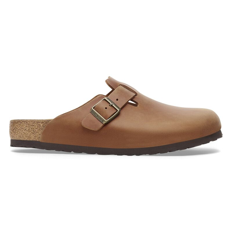BIRKENSTOCK Boston Natural Leather Oiled Cognac Soft Sole detail