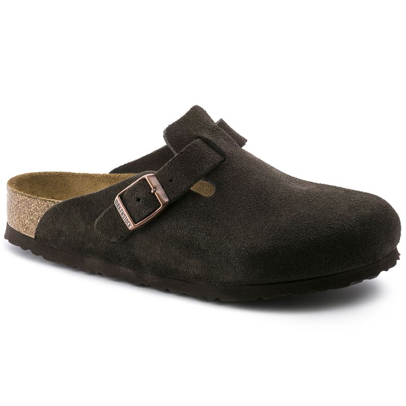 BIRKENSTOCK Boston Soft Footbed Suede Leather Black Soft Sole detail