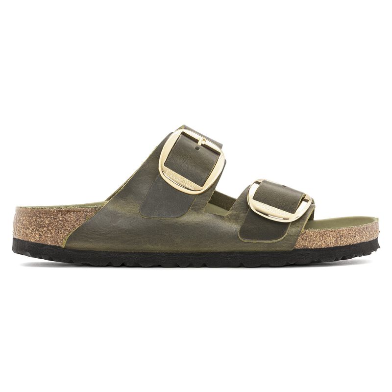 BIRKENSTOCK Arizona Big Buckle Natural Leather Oiled Olive Green City Comfort detail