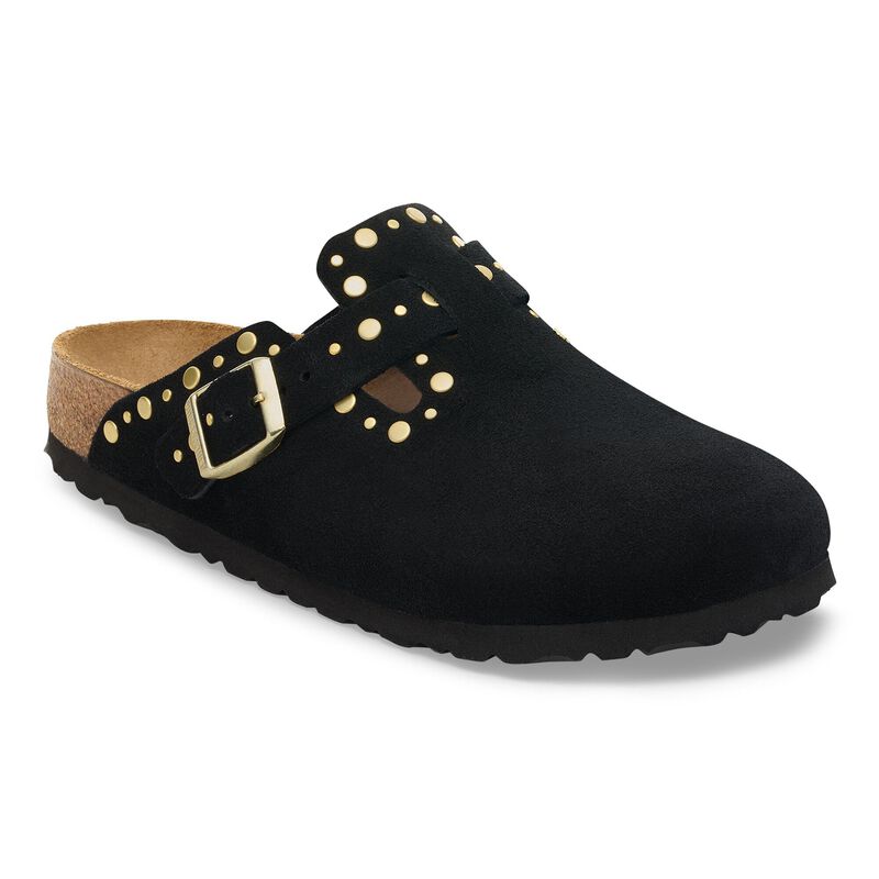 BIRKENSTOCK Boston Rivet Suede Leather Taupe Walk Edit detail