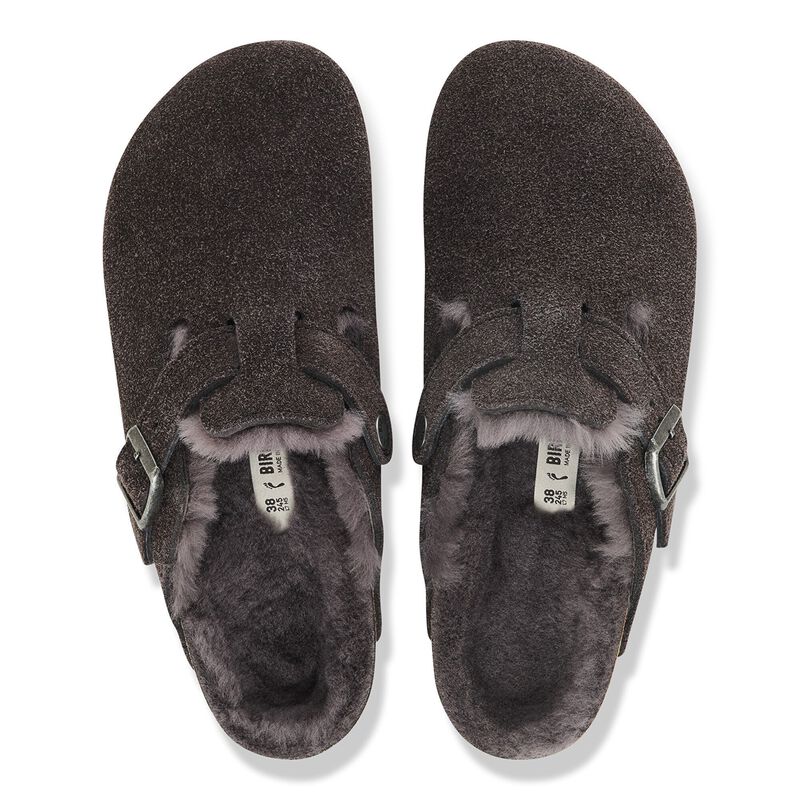 BIRKENSTOCK Boston Shearling Suede Leather Velvet Gray Contour Sole detail