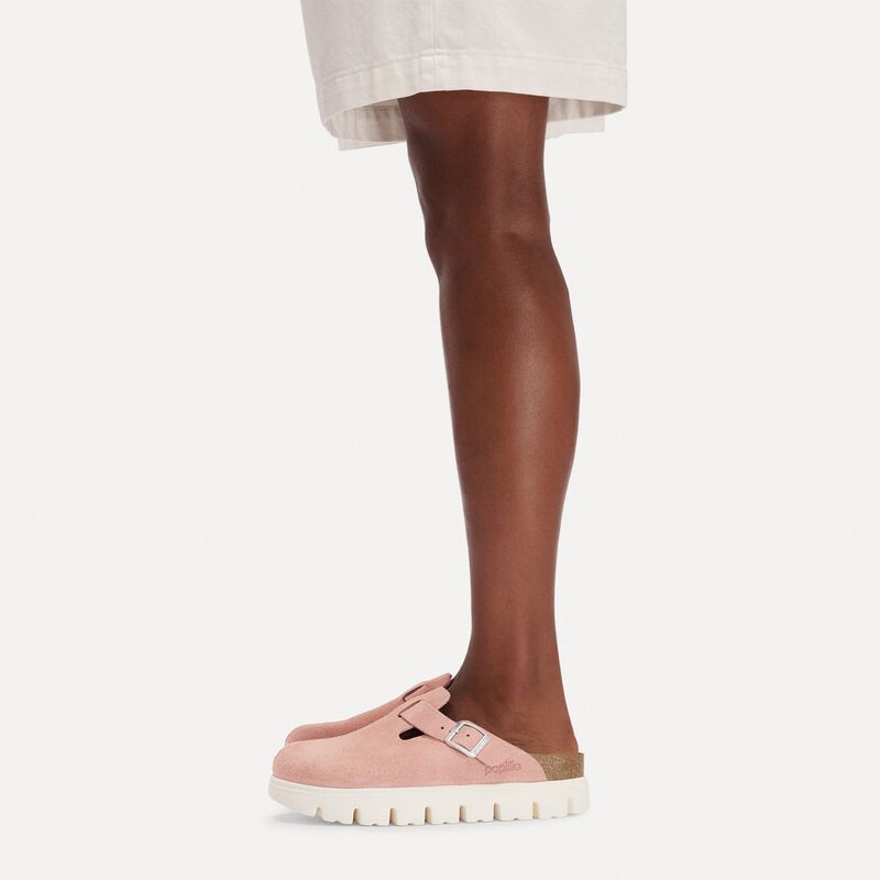 BIRKENSTOCK Boston Chunky Suede Leather Pink Clay Easy Walk detail