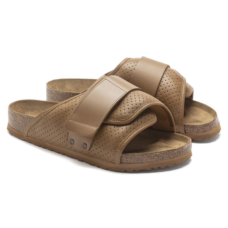 BIRKENSTOCK Kyoto Natural Leather Puff Pack Cork Brown Soft Sole detail