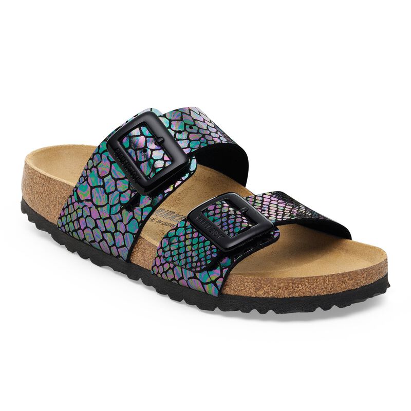 BIRKENSTOCK Sydney Cushion Buckle Synthetik Shiny Snake Cream Classic Fit detail