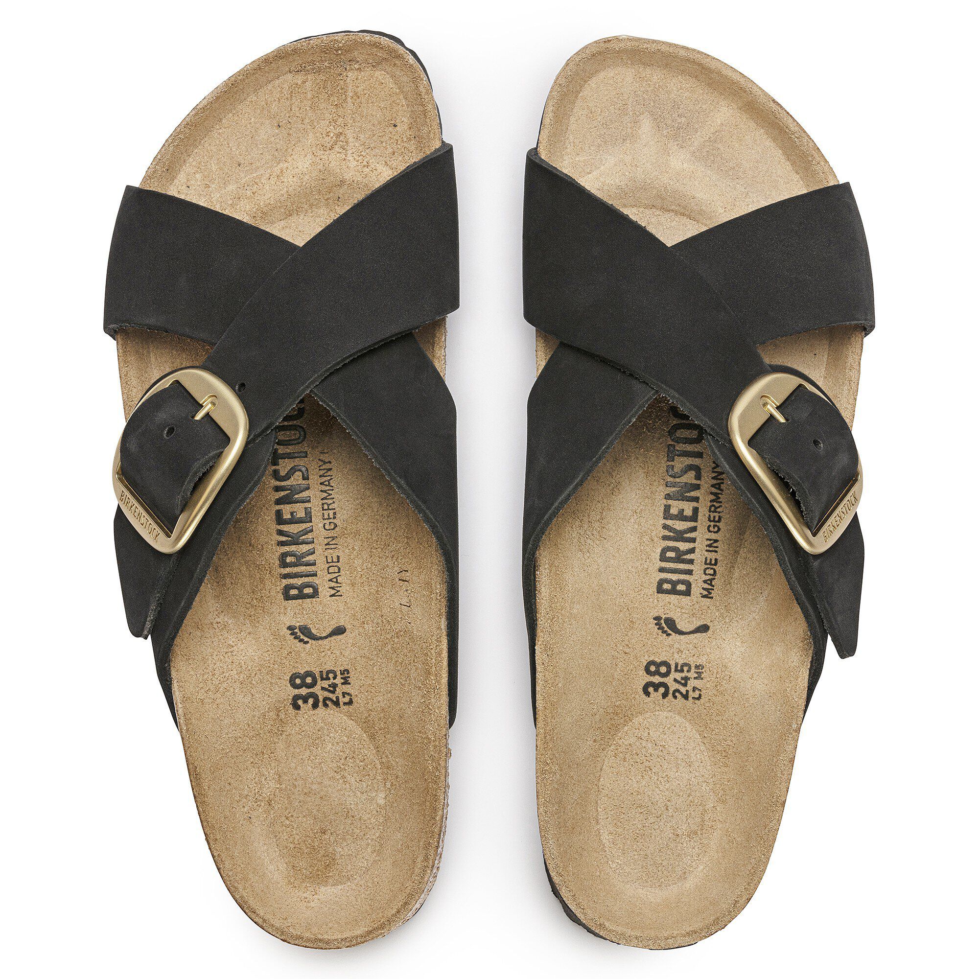 Siena Big Buckle Nubuck Leather in Color Black | BIRKENSTOCK US