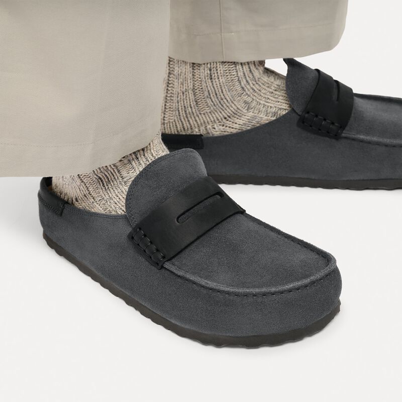 BIRKENSTOCK Naples Wrapped Mixed Leather Charcoal Trail Easy detail