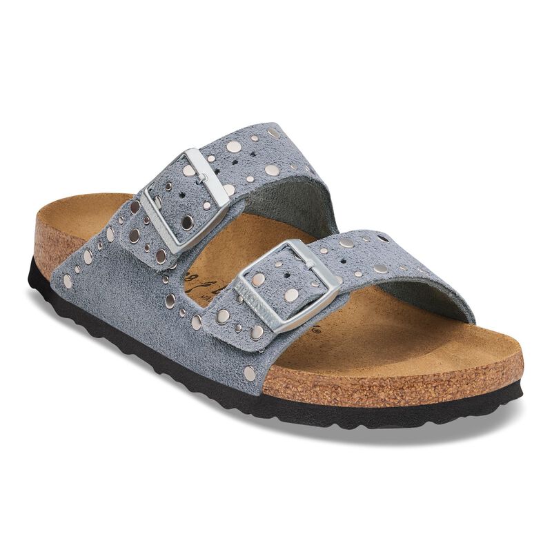 BIRKENSTOCK Arizona Rivet Suede Leather Stone Blue Trail Easy detail
