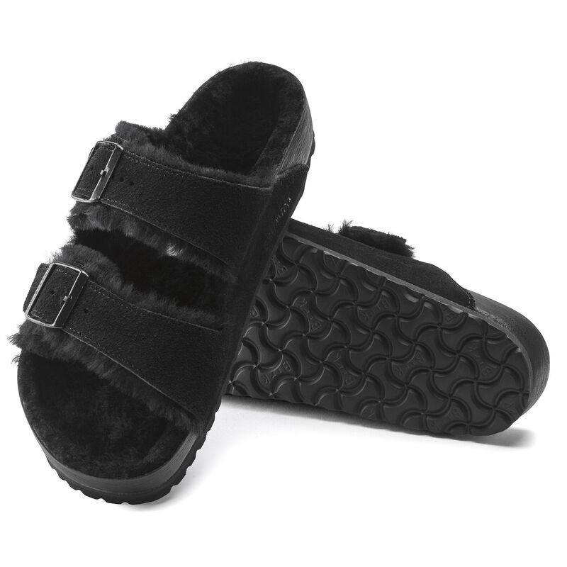 BIRKENSTOCK Arizona Shearling Suede Leather/Fur Black Walk Edit detail