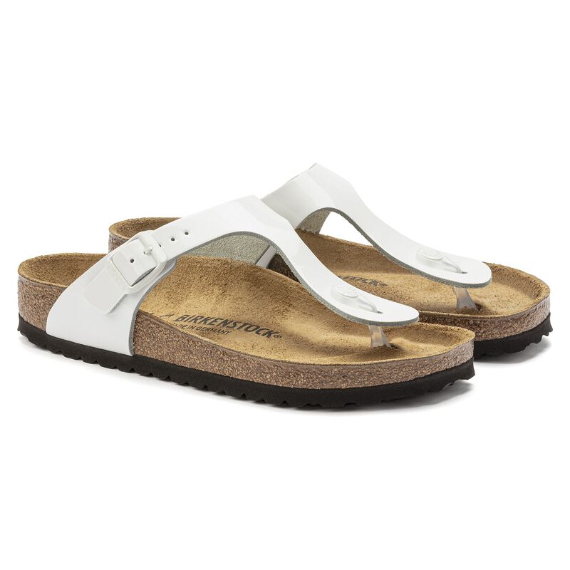 BIRKENSTOCK Gizeh Natural Leather Patent Patent White Lounge Fit detail