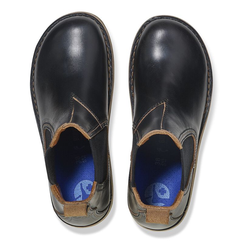 BIRKENSTOCK Birmingham Slip On Women Natural Leather Oiled Black Soft Sole detail