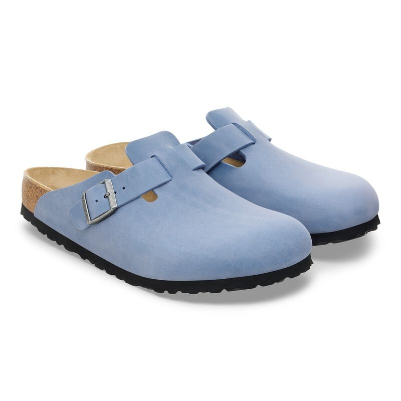 BIRKENSTOCK Boston Natural Leather Oiled Elemental Blue Lounge Fit detail