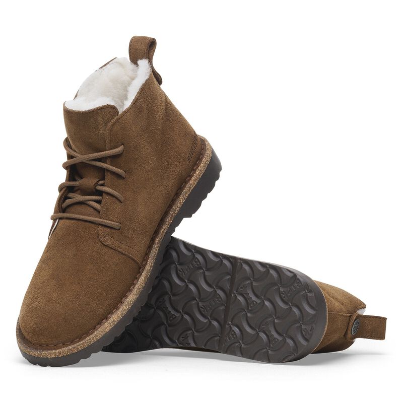 BIRKENSTOCK Uppsala Mid Shearling Suede Leather Dark Tea Daily Comfort detail
