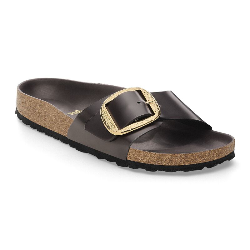 BIRKENSTOCK Madrid Hammered Big Buckle Natural Leather Patent Zinfandel High Shine Trail Easy detail