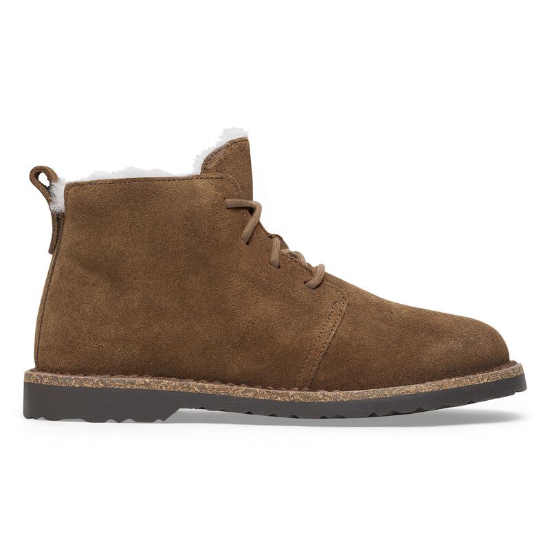 BIRKENSTOCK Uppsala Mid Shearling Suede Leather Dark Tea Daily Comfort detail