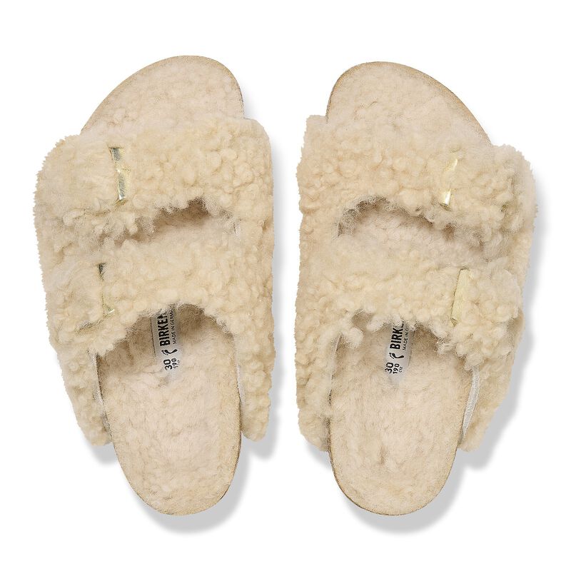 BIRKENSTOCK Arizona Kids Fur Teddy Eggshell Trail Easy detail