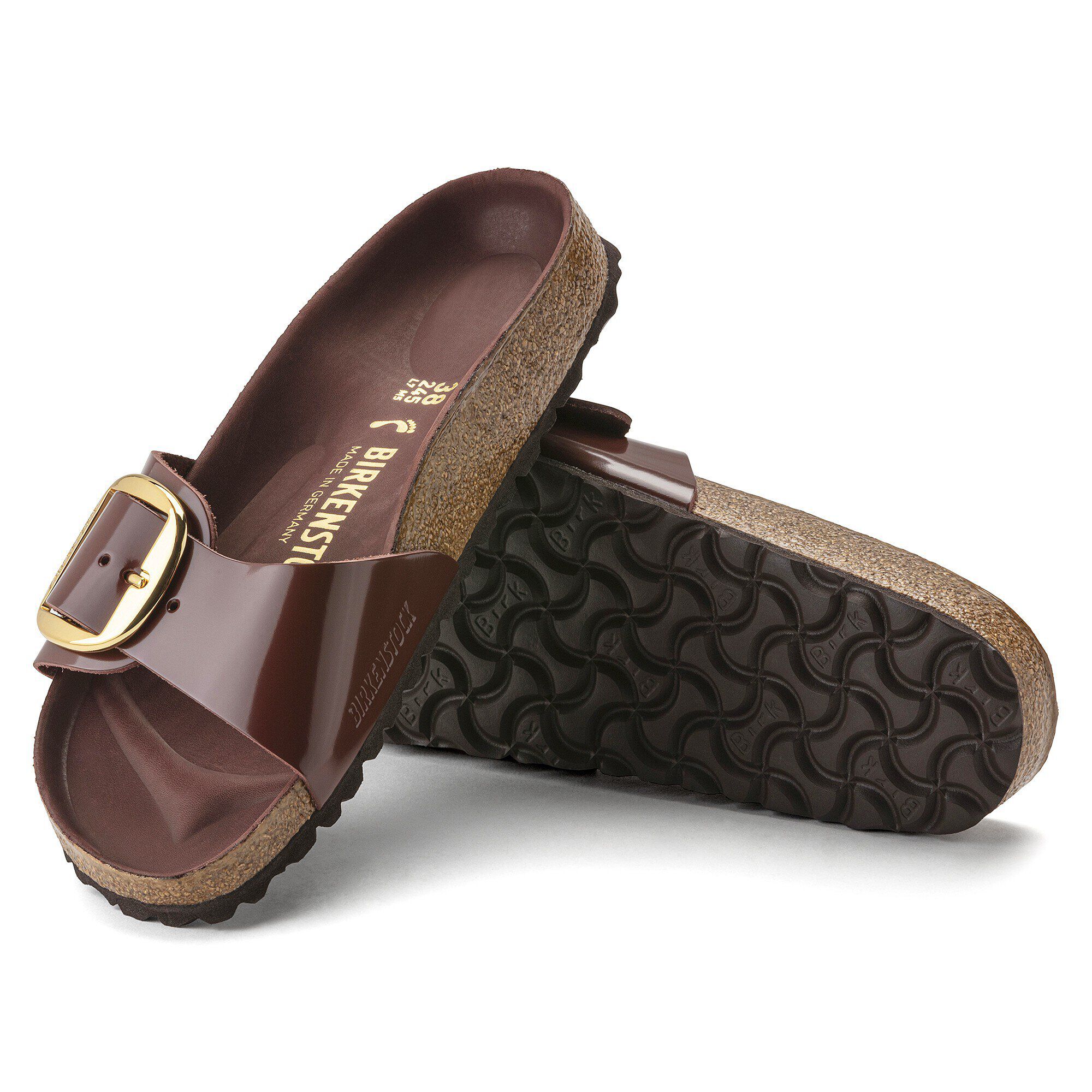 Madrid Big Buckle Natural Leather Patent