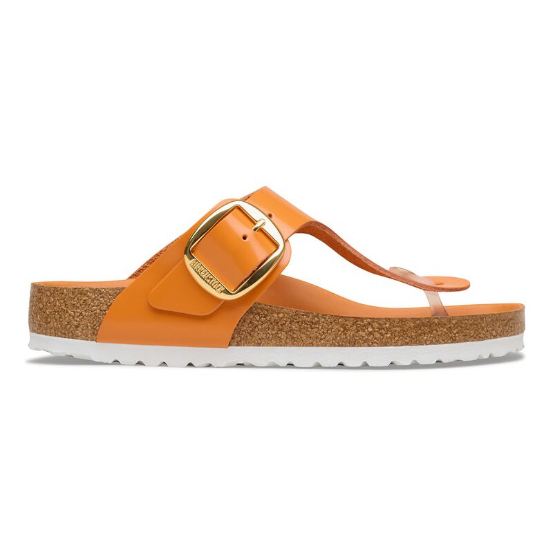 BIRKENSTOCK Gizeh Big Buckle Natural Leather Patent High-Shine Kurkuma Classic Fit detail