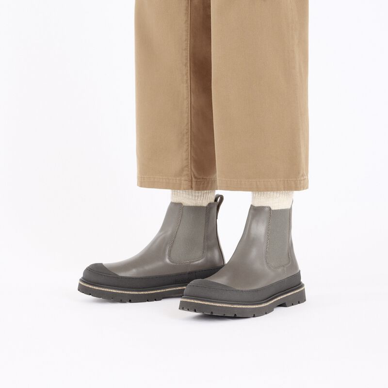 BIRKENSTOCK Prescott Slip On Men Waxy Leather Concrete Gray Daily Comfort detail