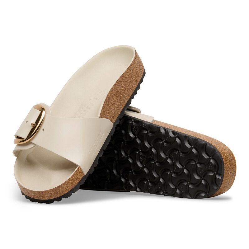 BIRKENSTOCK Madrid Big Buckle Natural Leather Patent High-Shine Oyster Walk Edit detail