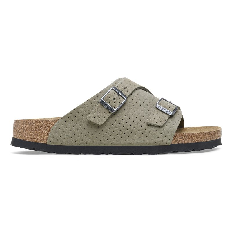 BIRKENSTOCK Zürich Suede Leather Embossed Dotted Stone Coin Lounge Fit detail