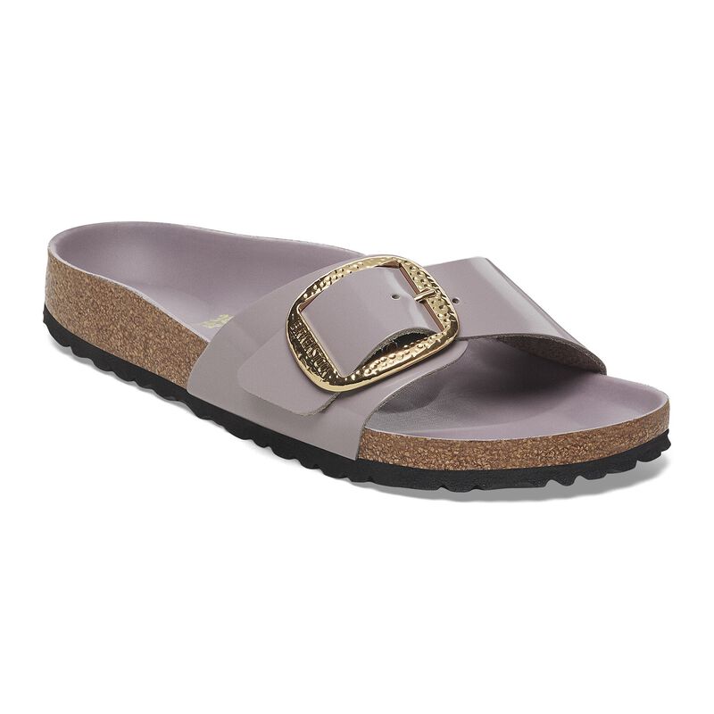 BIRKENSTOCK Madrid Hammered Big Buckle Natural Leather Patent Zinfandel High Shine Trail Easy detail