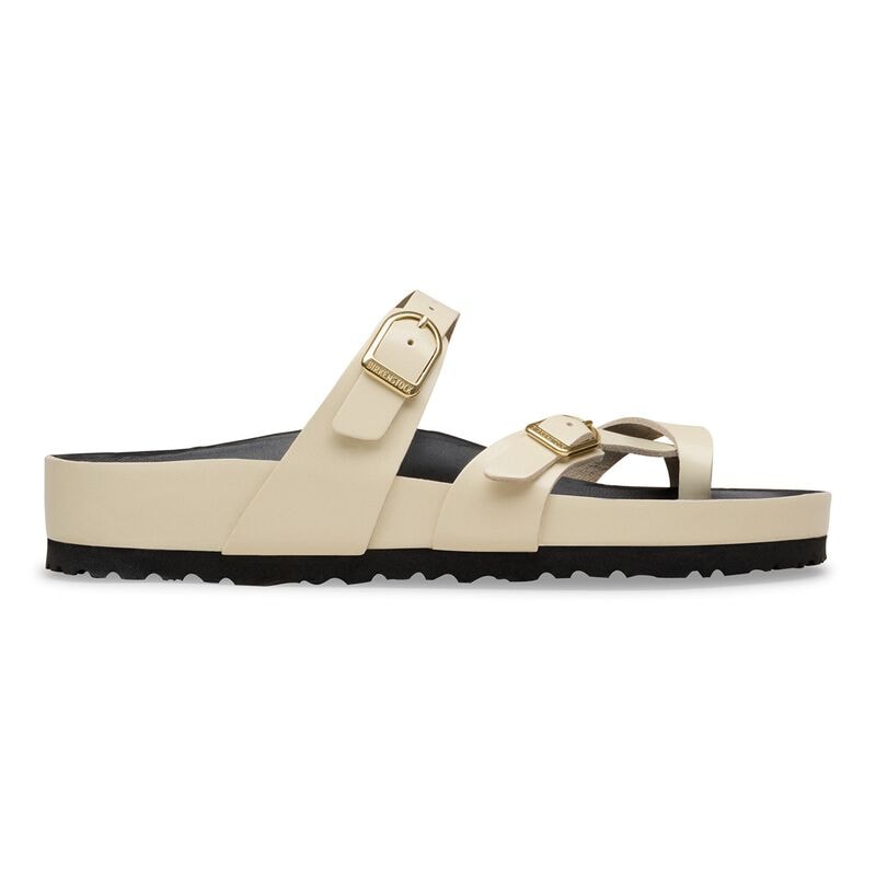 BIRKENSTOCK Mayari Natural Leather Patent High-Shine Ecru/Black Trail Easy detail