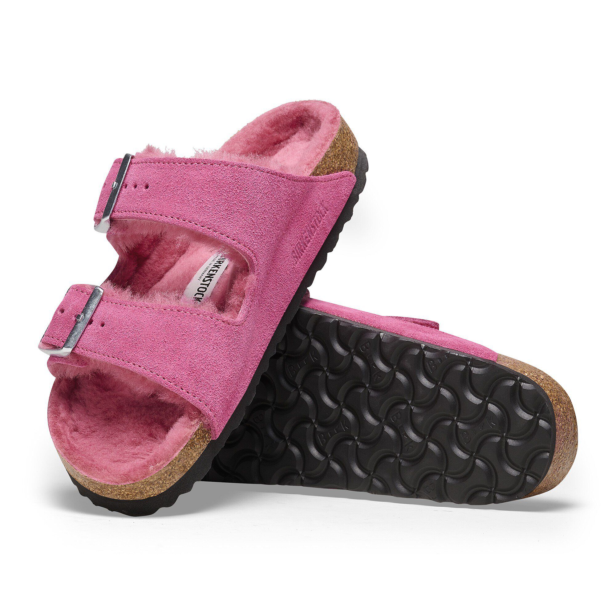 Arizona Shearling Suede Leather in Color Fuchsia Tulip