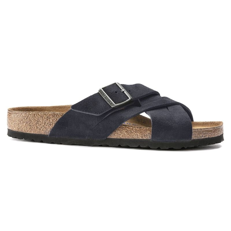 BIRKENSTOCK Lugano Soft Footbed Suede Leather Midnight Blue Walk Edit detail