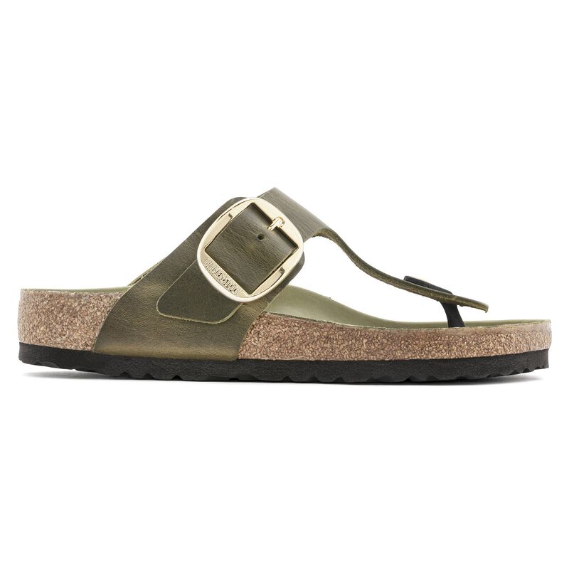 BIRKENSTOCK Gizeh Big Buckle Natural Leather Oiled Olive Green Walk Edit detail