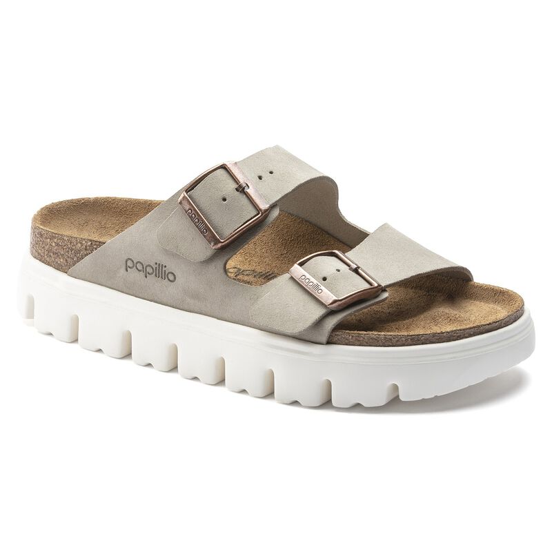 BIRKENSTOCK Arizona Platform Suede Leather Dark Tea/ Black Trail Easy detail