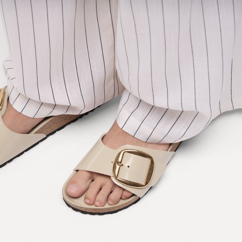BIRKENSTOCK Madrid Big Buckle Natural Leather Patent High-Shine Oyster Walk Edit detail